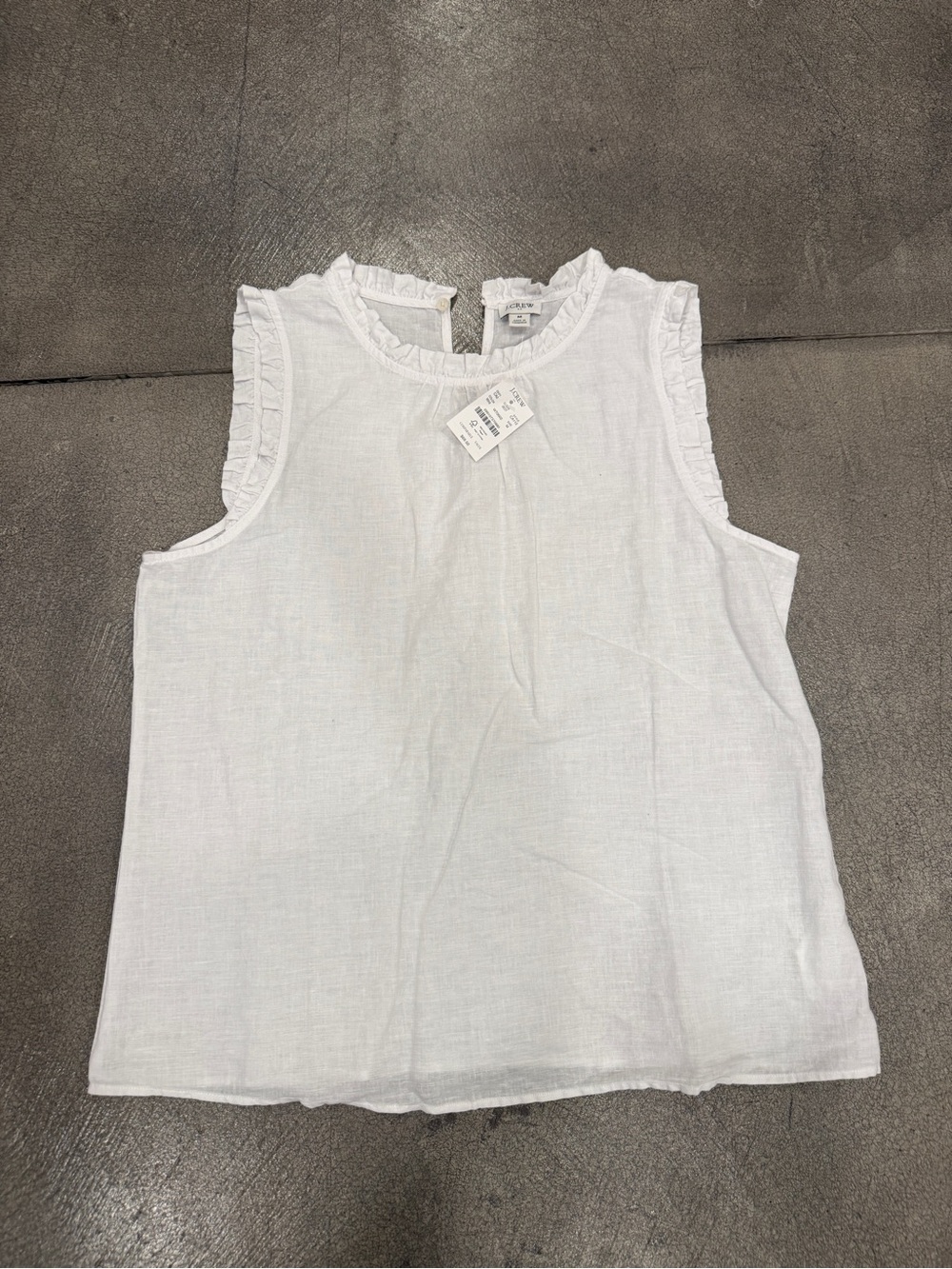 J. Crew White Ruffle Trim Sleeveless Top